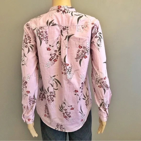 Joe Fresh Boho Cottagecore Pink Floral Pattern Artsy Button Down Shirt Blouse. - Picture 3 of 15